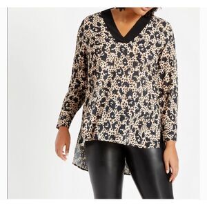 Eloquii Easy V Neck Cheetah La Vida Top Blouse size 24